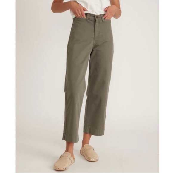 431 Marine Layer Bridget High Waisted Wide Leg Crop Pant Olive Size 0 - Picture 3 of 16